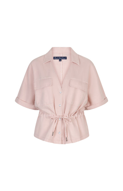 Red Button Blouse Drew Drawstring Co/Linen Blossom SRB4909 Stretchshop.nl