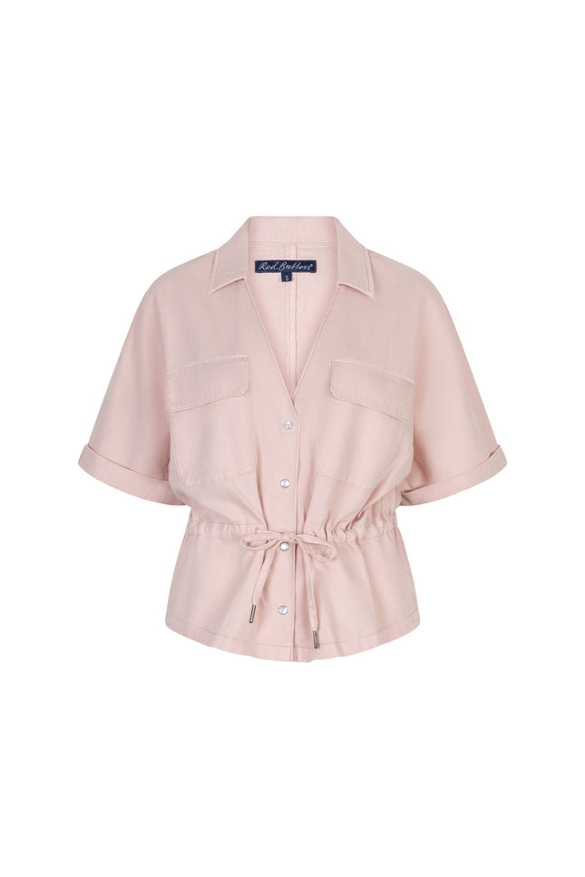 Red Button Blouse Drew Drawstring Co/Linen Blossom SRB4909 Stretchshop.nl