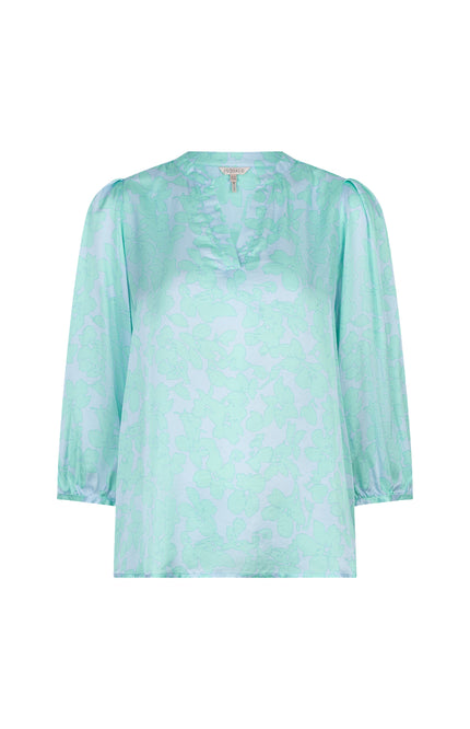 EsQualo Blouse V-neck Daylight Print SP26.14022 Stretchshop.nl