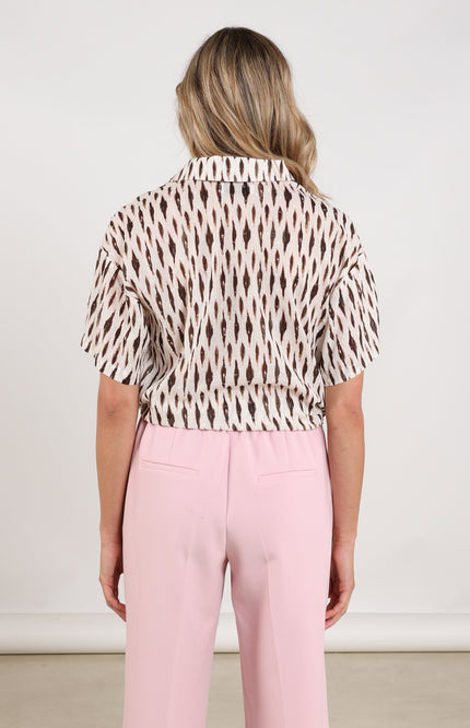 Nukus Blouse Britt Print Offwhite Fango NKS02194 Stretchshop.nl
