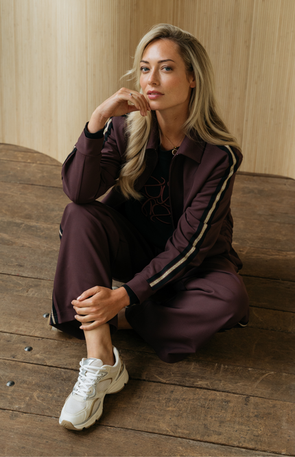 &Co woman Broek Fiene Aubergine PA399 Stretchshop.nl