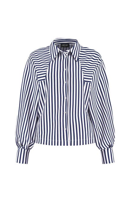 Blouse Gem Blue Simple White L30-580-3031