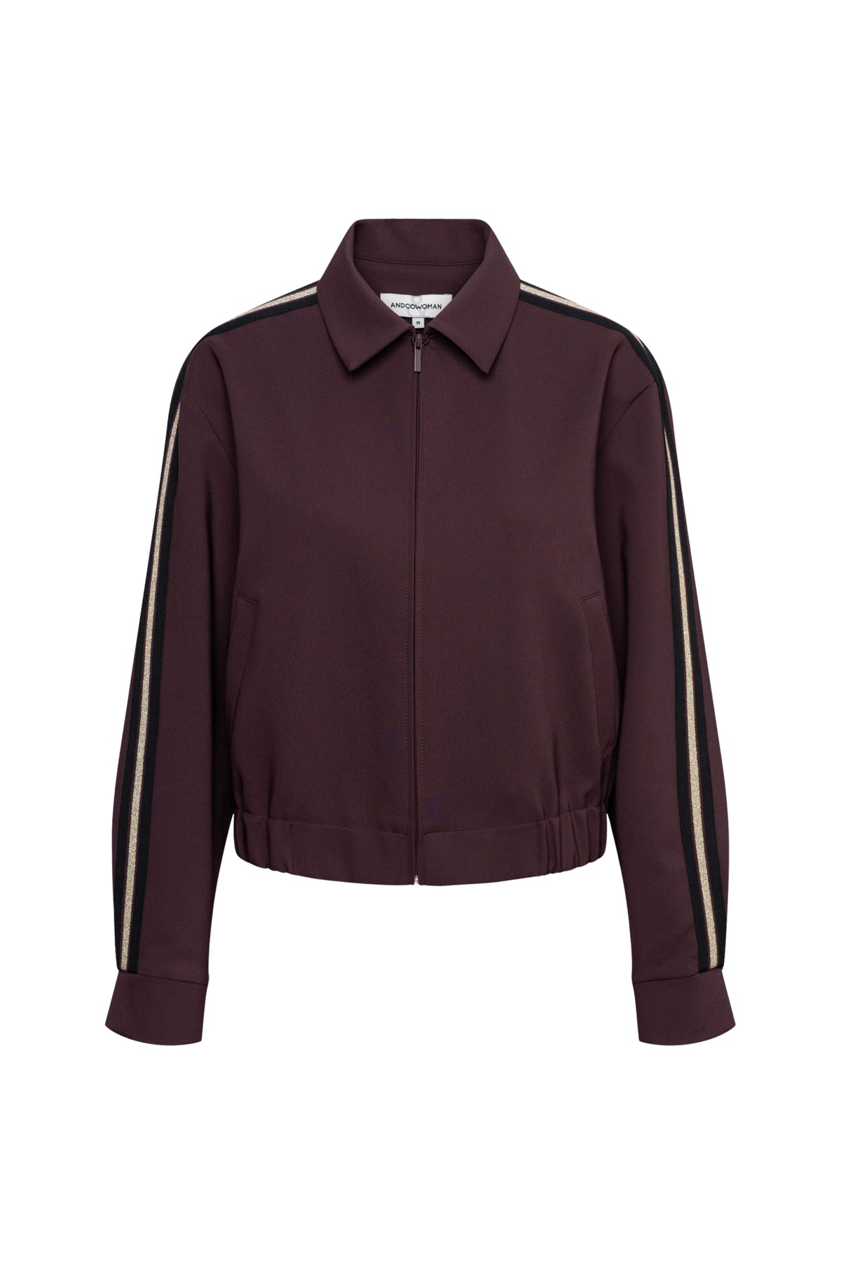 Donkerpaarse Faith Aubergine JA142 jas voor dames van &Co woman, getailleerd met lange mouwen en brede kraag.