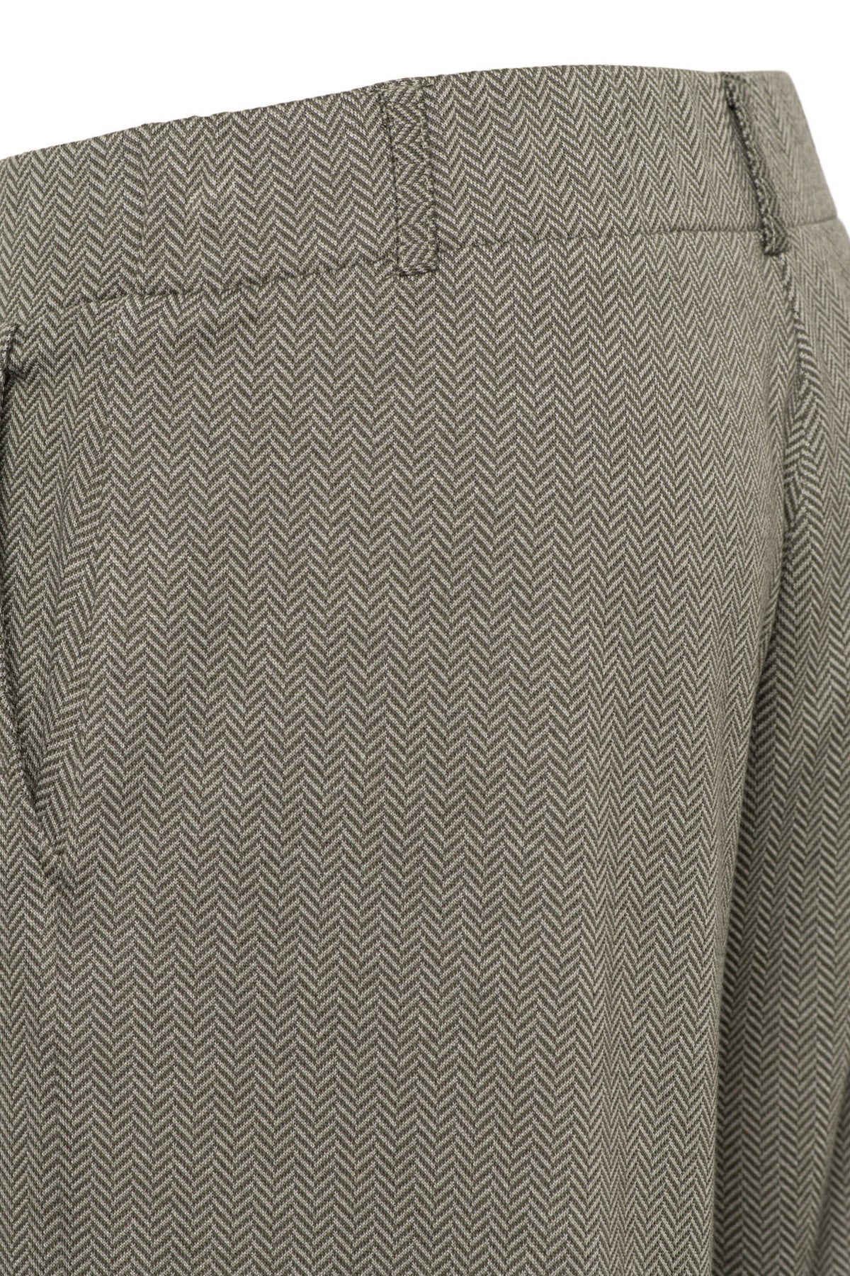 &Co woman Geniva Herringbone broek in donker kaki multi, stijlvolle damesbroek met visgraatpatroon en comfortabele pasvorm