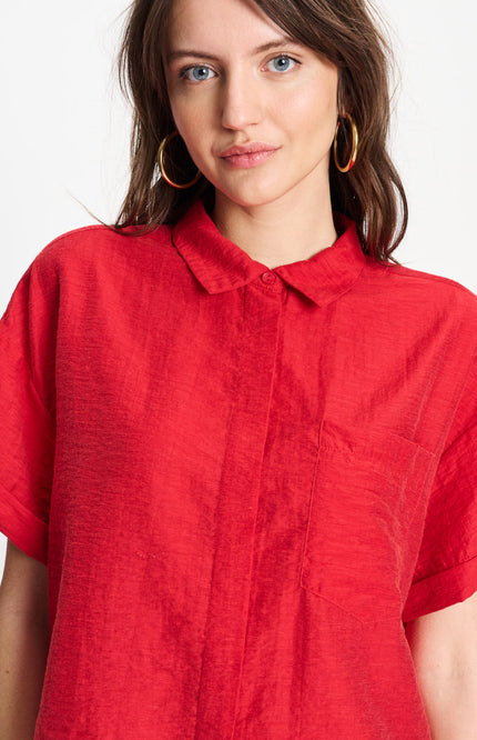 POM Amsterdam Blouse Bloom Red SP9582 Stretchshop.nl