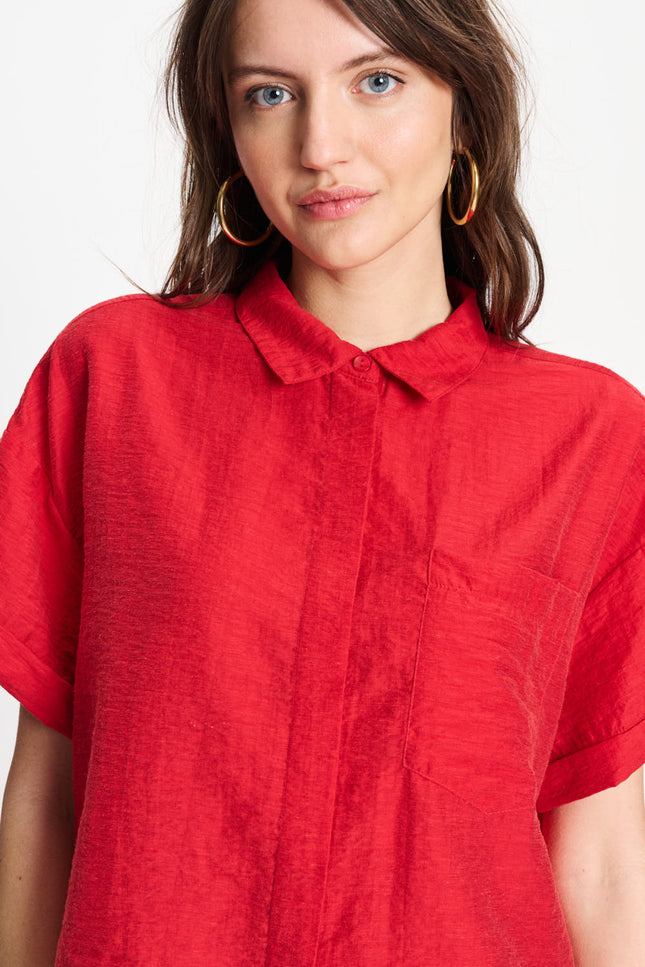 POM Amsterdam Blouse Bloom Red SP9582 Stretchshop.nl