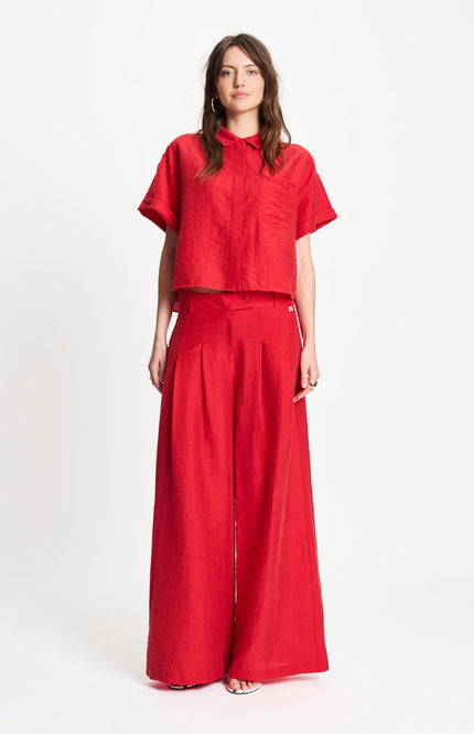 POM Amsterdam Broek Bloom Red SP9592 Stretchshop.nl