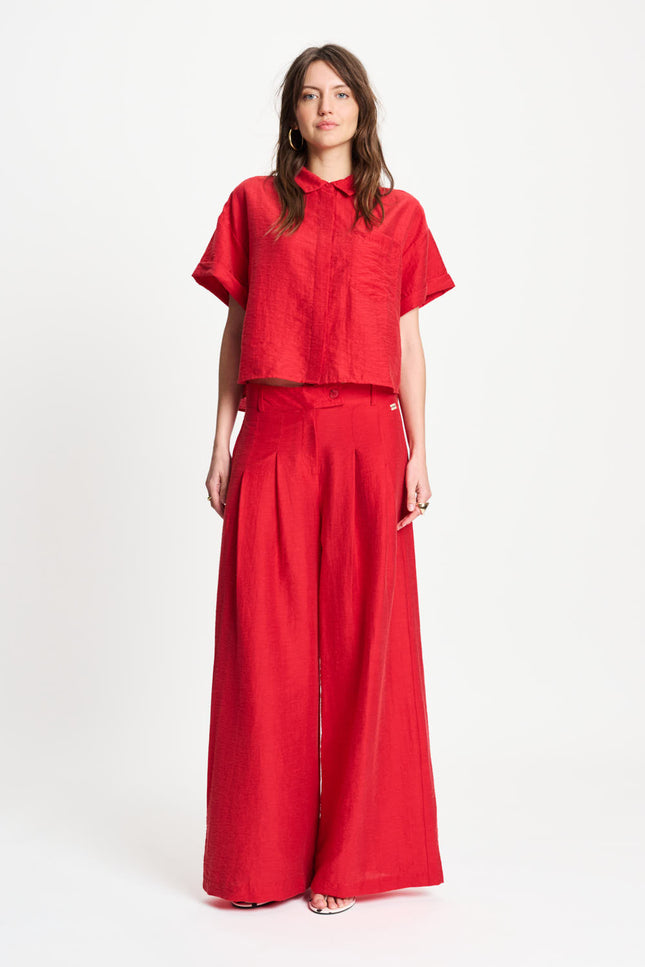 POM Amsterdam Broek Bloom Red SP9592 Stretchshop.nl