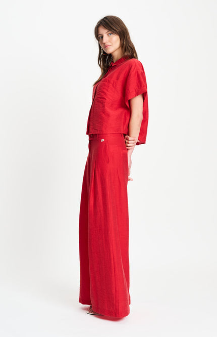 POM Amsterdam Broek Bloom Red SP9592 Stretchshop.nl