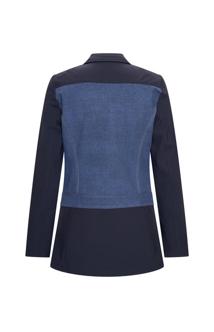 Bonded Travel Blazer Denim Print Dark Blue 202706