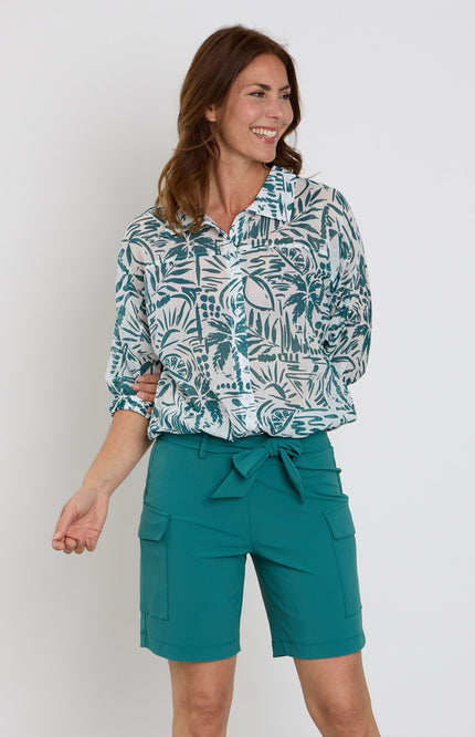 Zoso Blouse Fonda White Green 263 Stretchshop.nl
