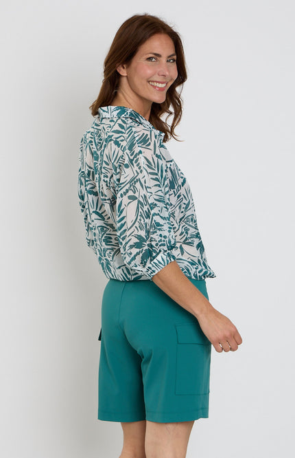 Zoso Blouse Fonda White Green 263 Stretchshop.nl
