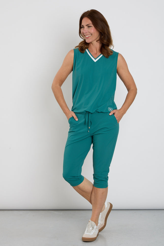 Zoso Travel Broek Capri Linda Green 263 Stretchshop.nl