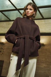Donkerbruine Rino & Pelle Cornelia Chocolate Bean jas met capuchon en ritssluiting, voor dames, modieus en warm.