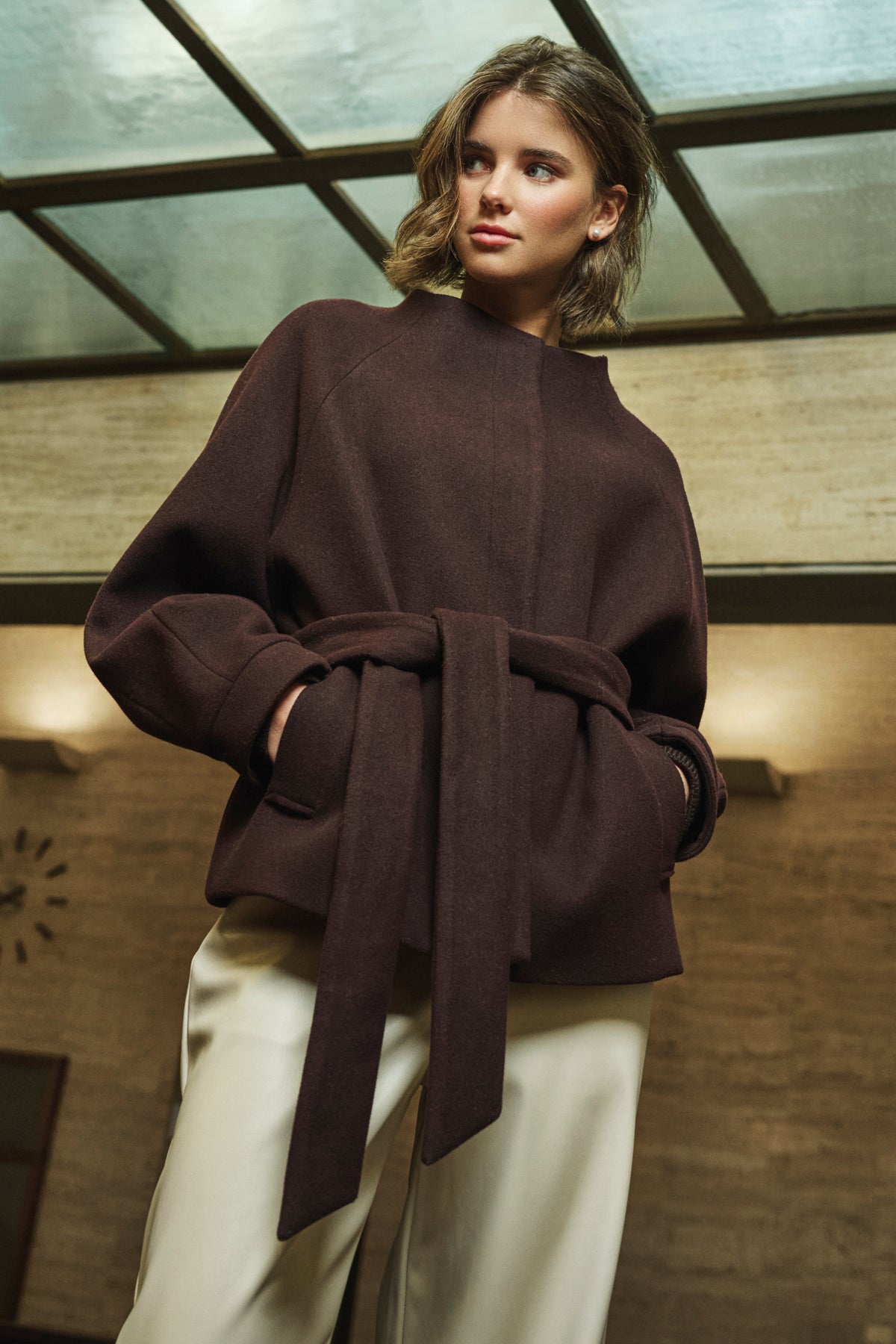 Donkerbruine Rino & Pelle Cornelia Chocolate Bean jas met capuchon en ritssluiting, voor dames, modieus en warm.