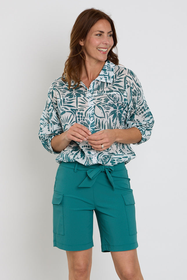 Zoso Blouse Fonda White Green 263 Stretchshop.nl