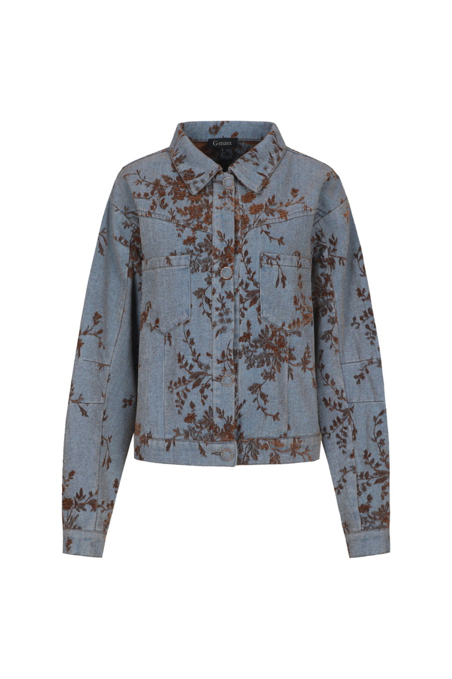G-maxx Kestrel denim jas in middelblauw met knopen en zakken, casual denim jack voor dames of heren