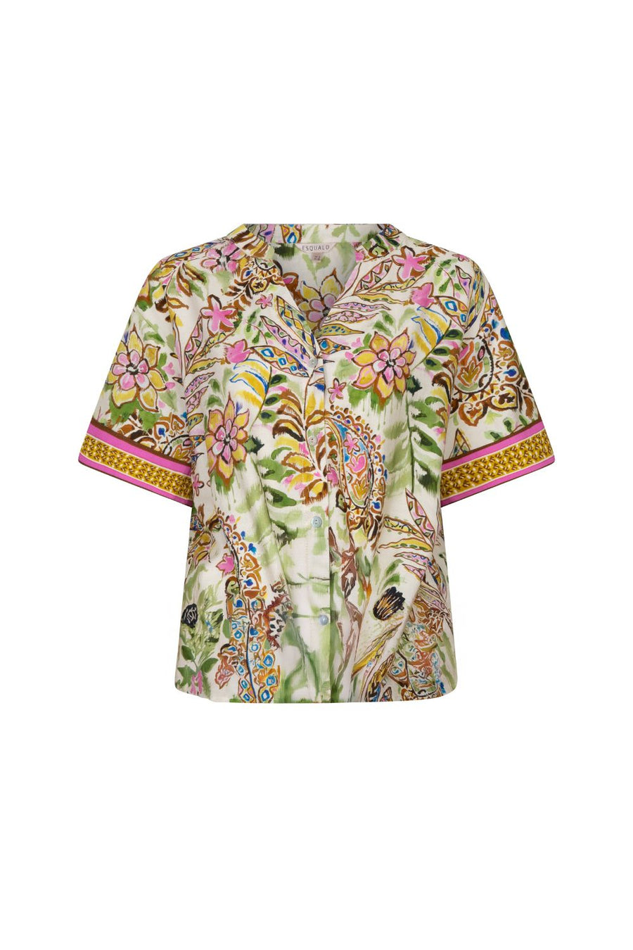 EsQualo blouse met jungleprint, lange mouwen en los vallende snit, ideaal voor een casual en stijlvolle look.