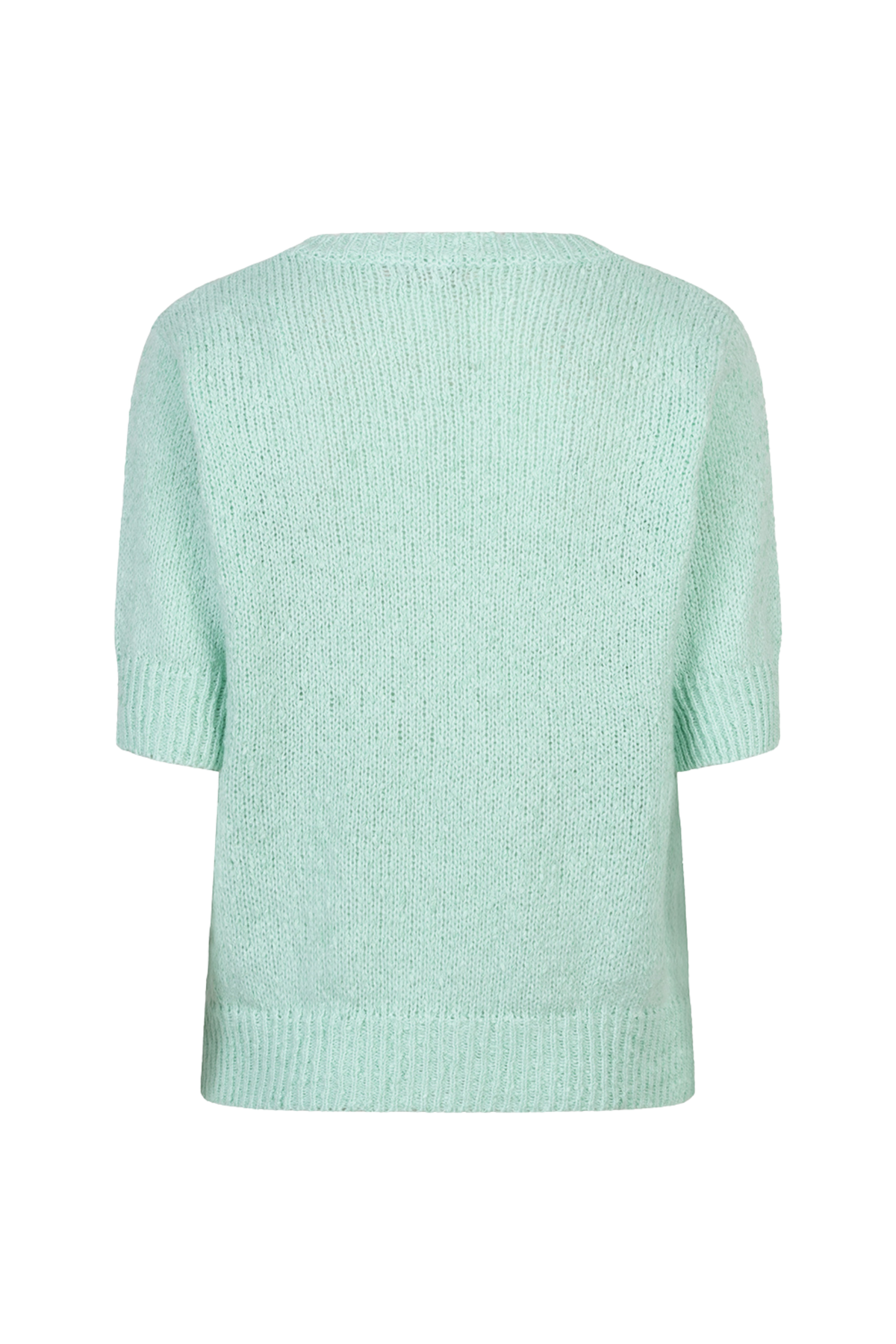 Licht mintgroene EsQualo sweater met sequin details, casual en modieus, getoond in close-up op de afbeelding
