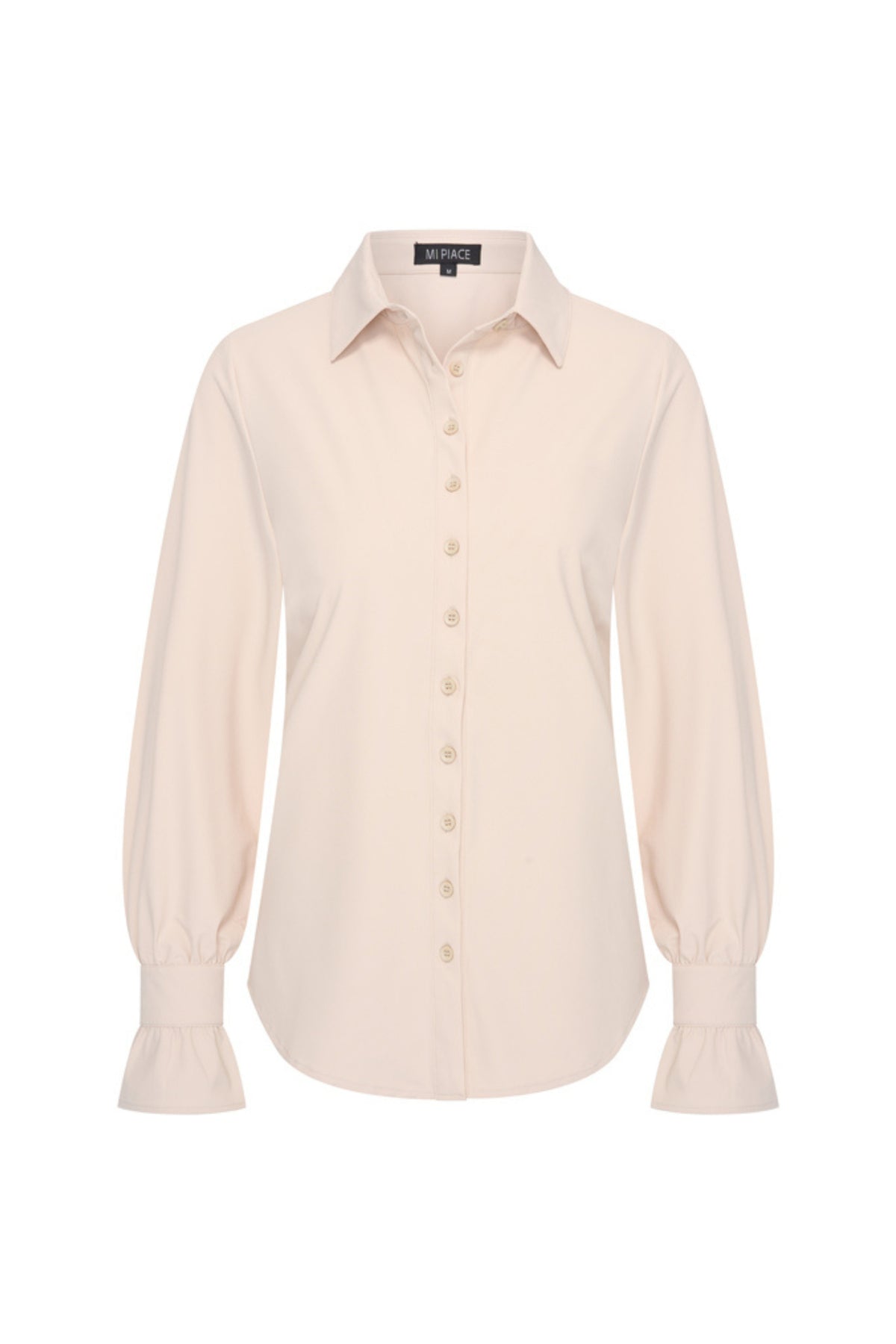 Mi Piace Travel Blouse Mist 202108, lichtgewicht damesblouse in effen kleur afgebilde frontaanzicht