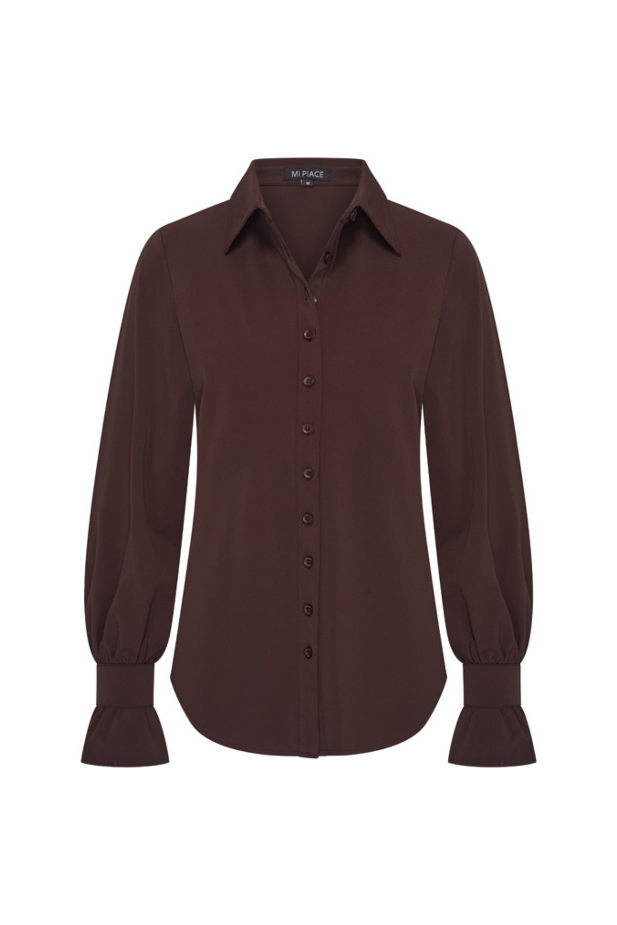 Mi Piace Travel blouse in espresso, elegante damesblouse met comfortabele pasvorm
