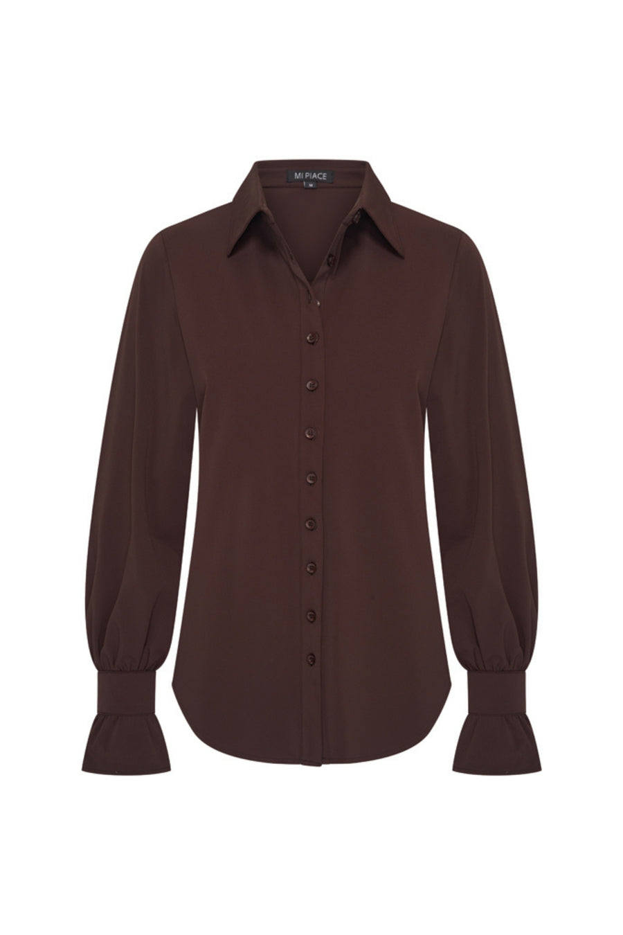 Mi Piace Travel blouse in espresso, elegante damesblouse met comfortabele pasvorm