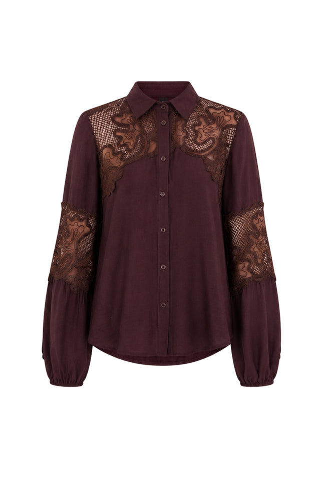 Blouse Lace Details Chocolate O01-21-301