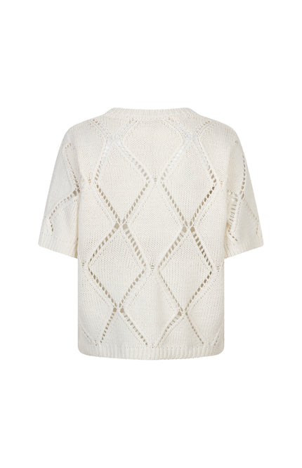 Sweater Ajour Diamond Sequins Ecru SP26.02016