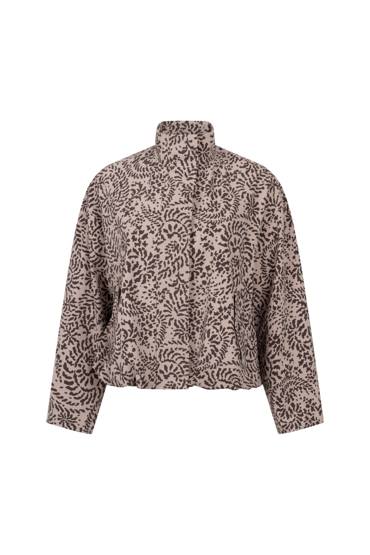 Zoso Travel Jack Gwen Taupe Espresso, lichtgewicht reiskleding met capuchon, zichtbaar in de afbeelding