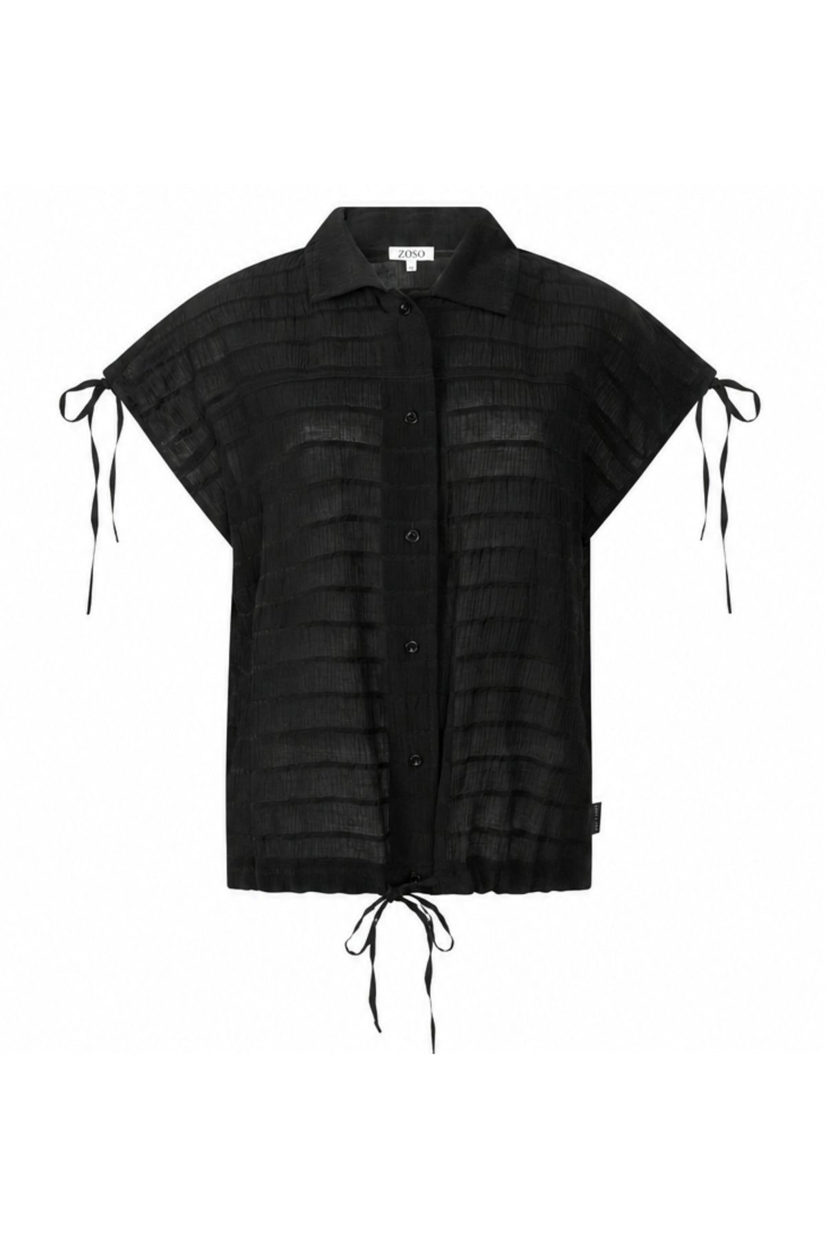 Zoso blouse Anna zwart met lange mouwen en knoopsluiting, stijlvolle damesblouse voor elke gelegenheid