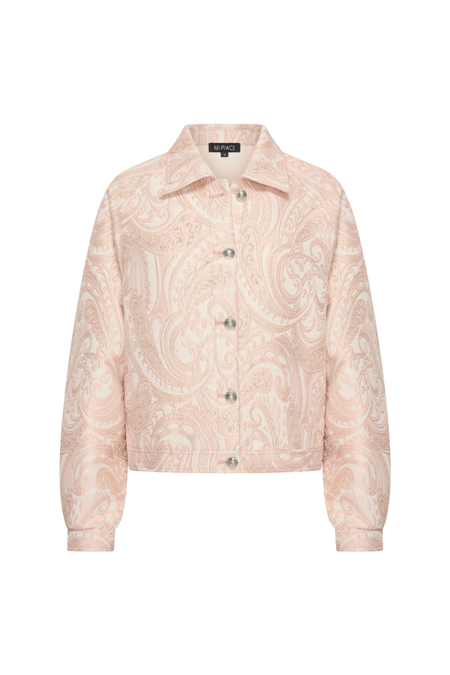 Mi Piace jas met paisley jacquardpatroon in mellow rose, stijlvolle damesjack met gedetailleerde print en comfortabele pasvorm.