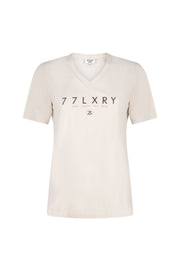 Zoso Travel T-Shirt Micky Ivory Espresso, casual wit dessin van Mickey Mouse, comfortabele katoenen stof, geschikt voor reizen.