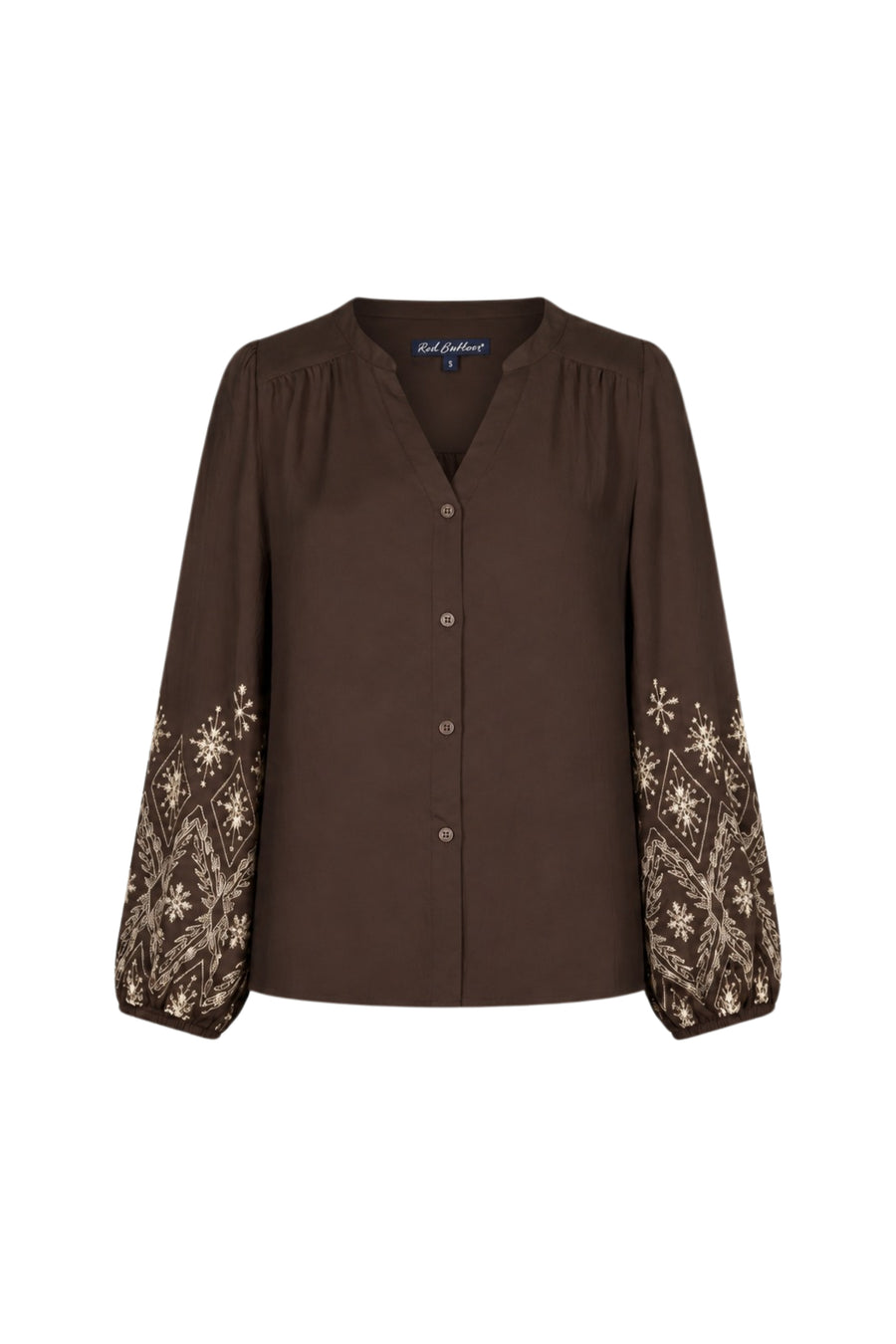 Elegante witte blouse van Red Button met borduursel, korte mouwen en knoopsluiting, casual en stijlvol voor dagelijks gebruik