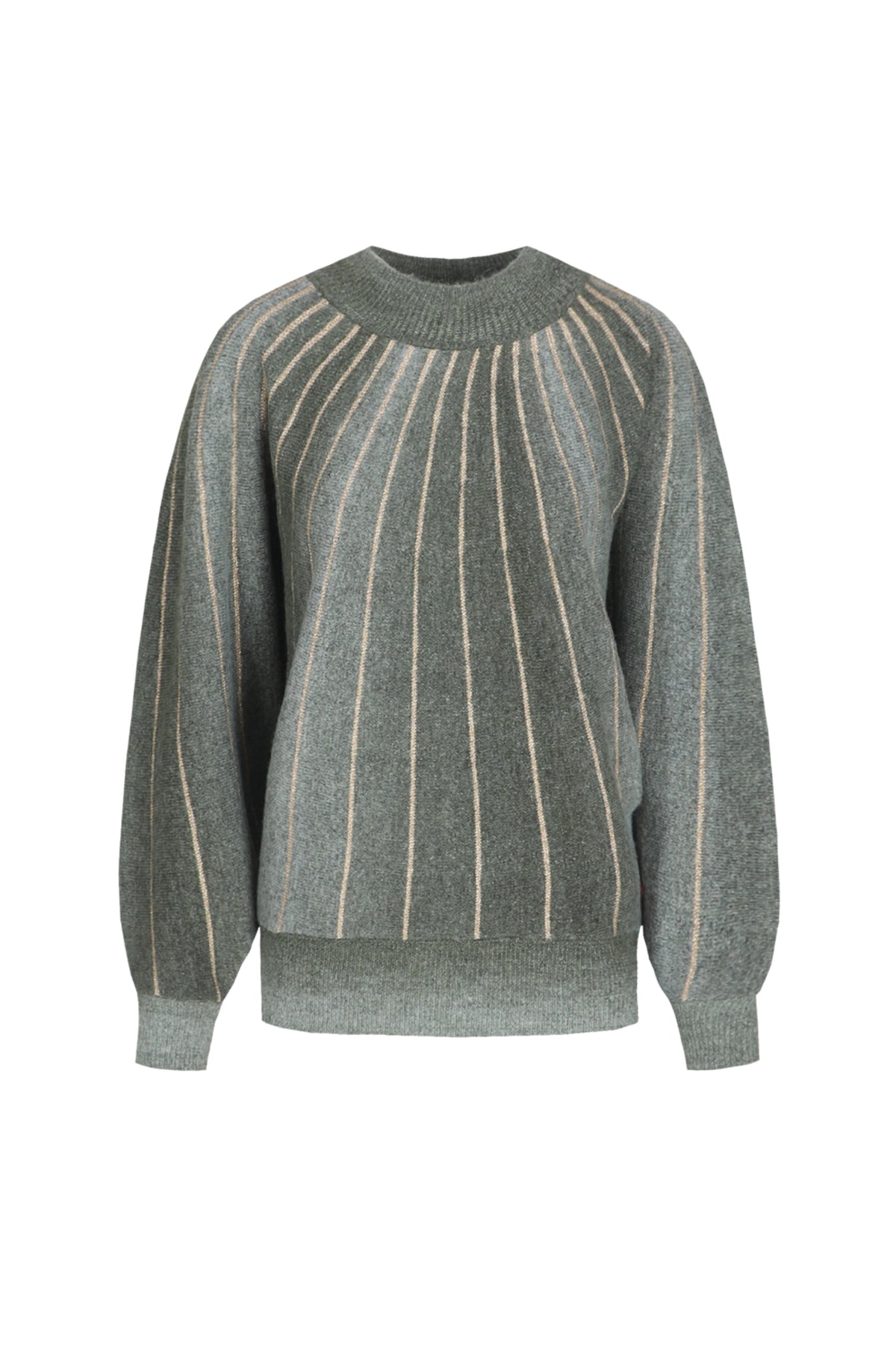 Groene gebreide top van G-maxx, comfortabele en stijlvolle trui met vrolijke clementine print, zacht en warm voor dagelijks gebruik