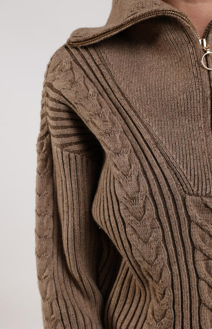 Trui Clair Zipper Fango NKF03025