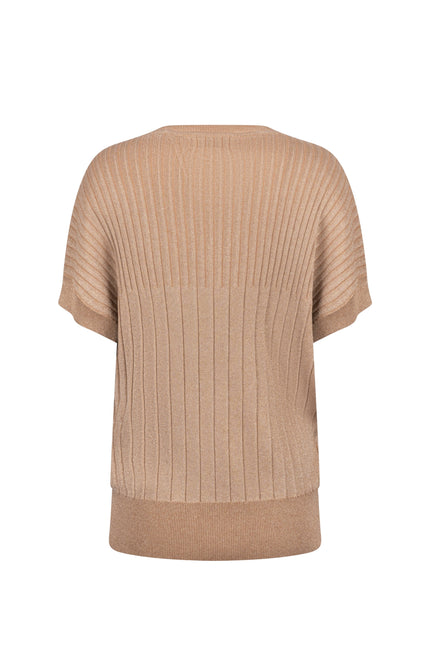 Nukus Top Raya Lurex Camel NKS01161 Stretchshop.nl
