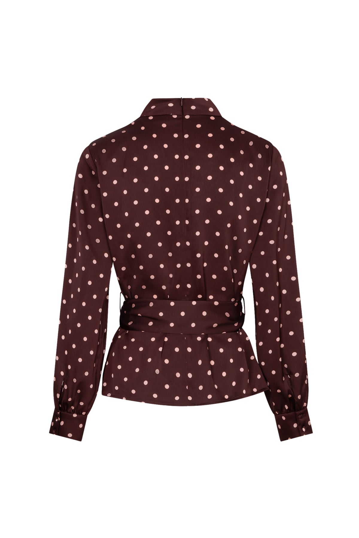 Blouse Selya Bordeaux van Studio Amaya met stijlvolle details en lange mouwen, hangend aan een kapstok.