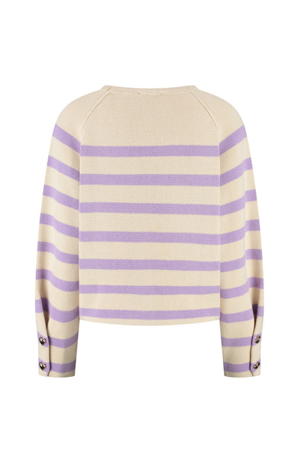 Lady Day Trui Breton Cream Violet L28-601-3189 Stretchshop.nl