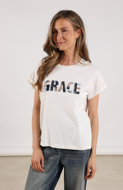 T-shirt Grace Offwhite Navy NKF04003