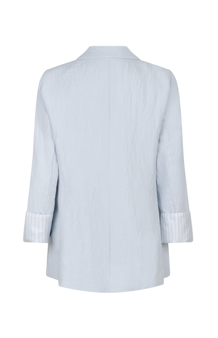 EsQualo Blazer Fine Crinkle Light Blue SP26.10037 Stretchshop.nl