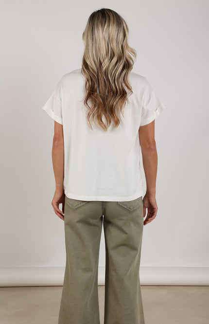 Nukus T-shirt Sanne Golden Days Offwhite Army NKS04023 Stretchshop.nl