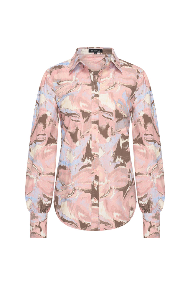 Mi Piace Travel Blouse Wild Flower Print Lavender Blue 202037 Stretchshop.nl