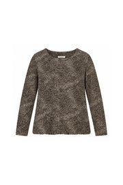 Enjoy cosy dierenprint sweater in taupe met zachte stof en leuke dierenmotieven, geschikt voor comfortabel dragen.