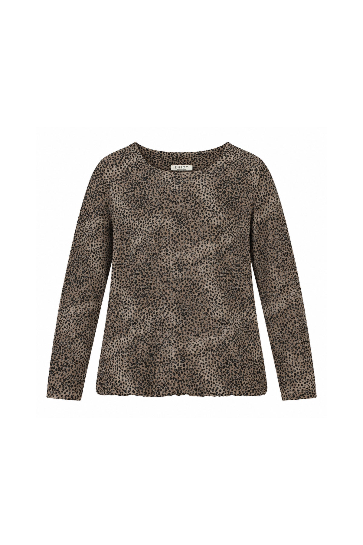 Enjoy cosy dierenprint sweater in taupe met zachte stof en leuke dierenmotieven, geschikt voor comfortabel dragen.