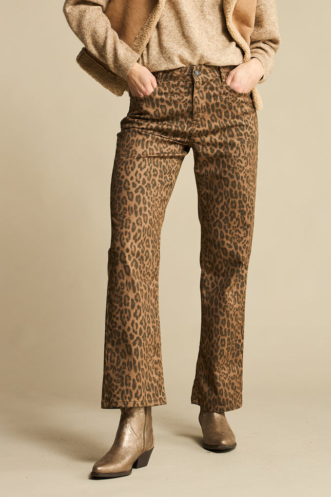 Broek Kim Leopard Mid Brown SRB4716A L32