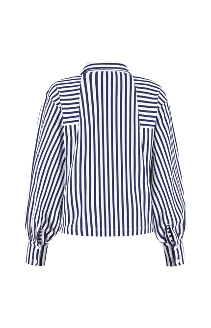 Blouse Gem Blue Simple White L30-580-3031