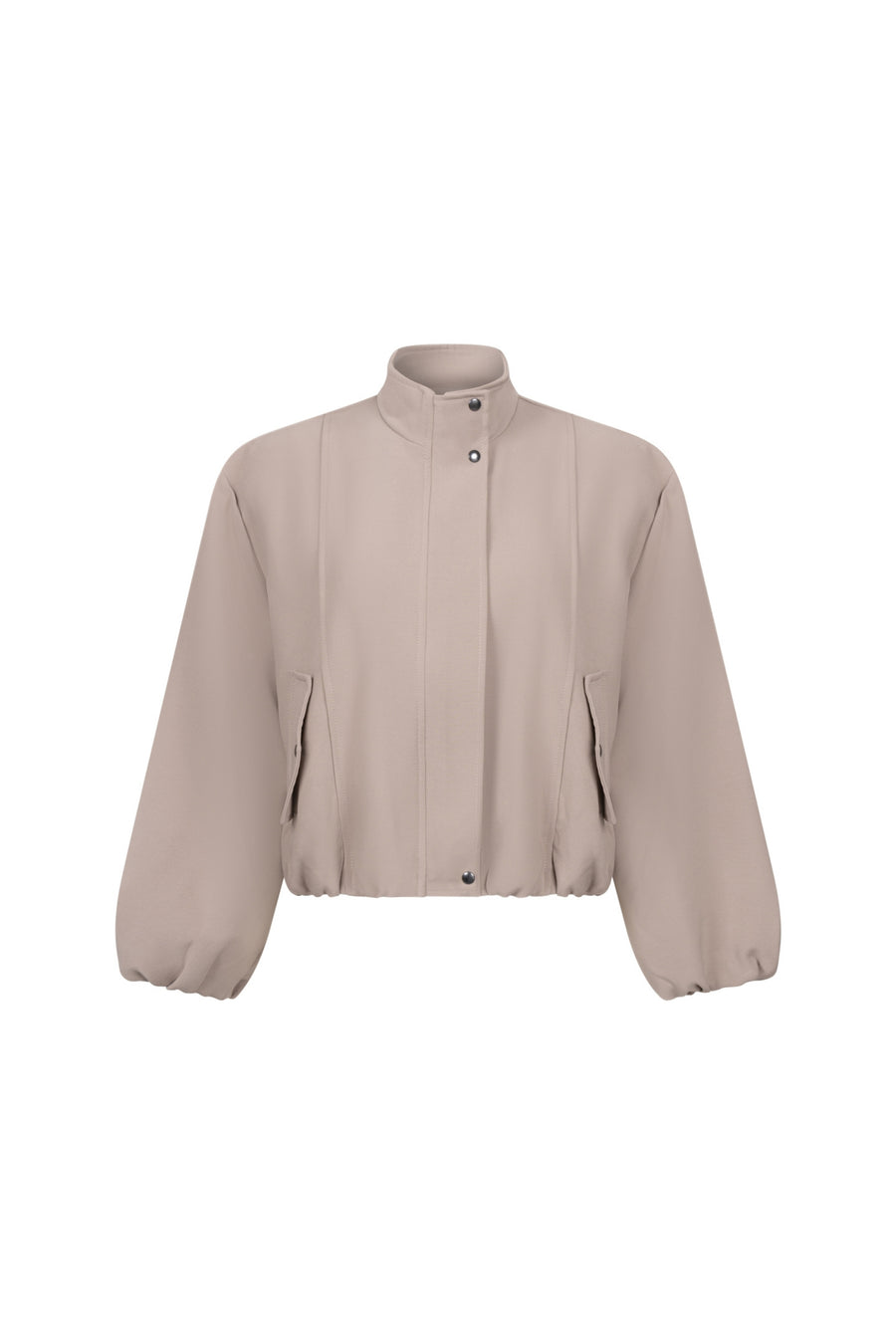 Taupe Zoso Lotte jas met ritssluiting en capuchon, modieus en comfortabel voor dames.