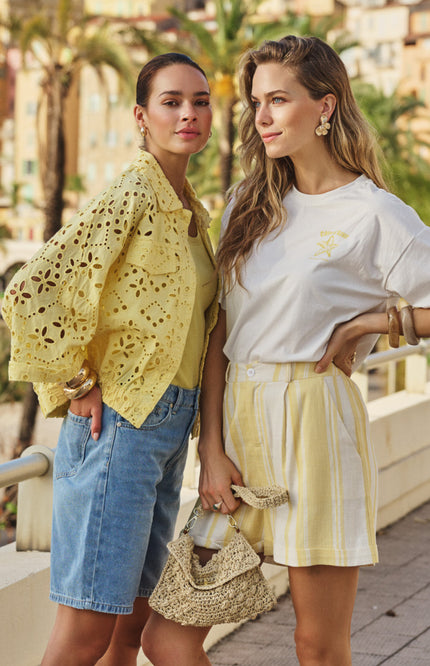 EsQualo Jacket Broderie Anglaise Lemon HS26.28236 Stretchshop.nl