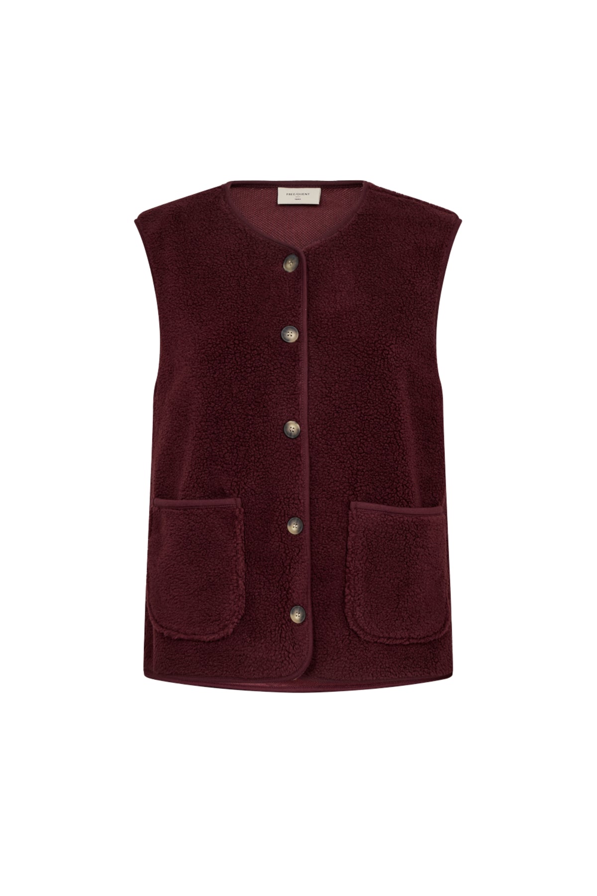 Vrijetijds gilet Freequent Fqteddy Port Royale 207624, close-up van de zachte teddy stof en stijlvolle pasvorm.