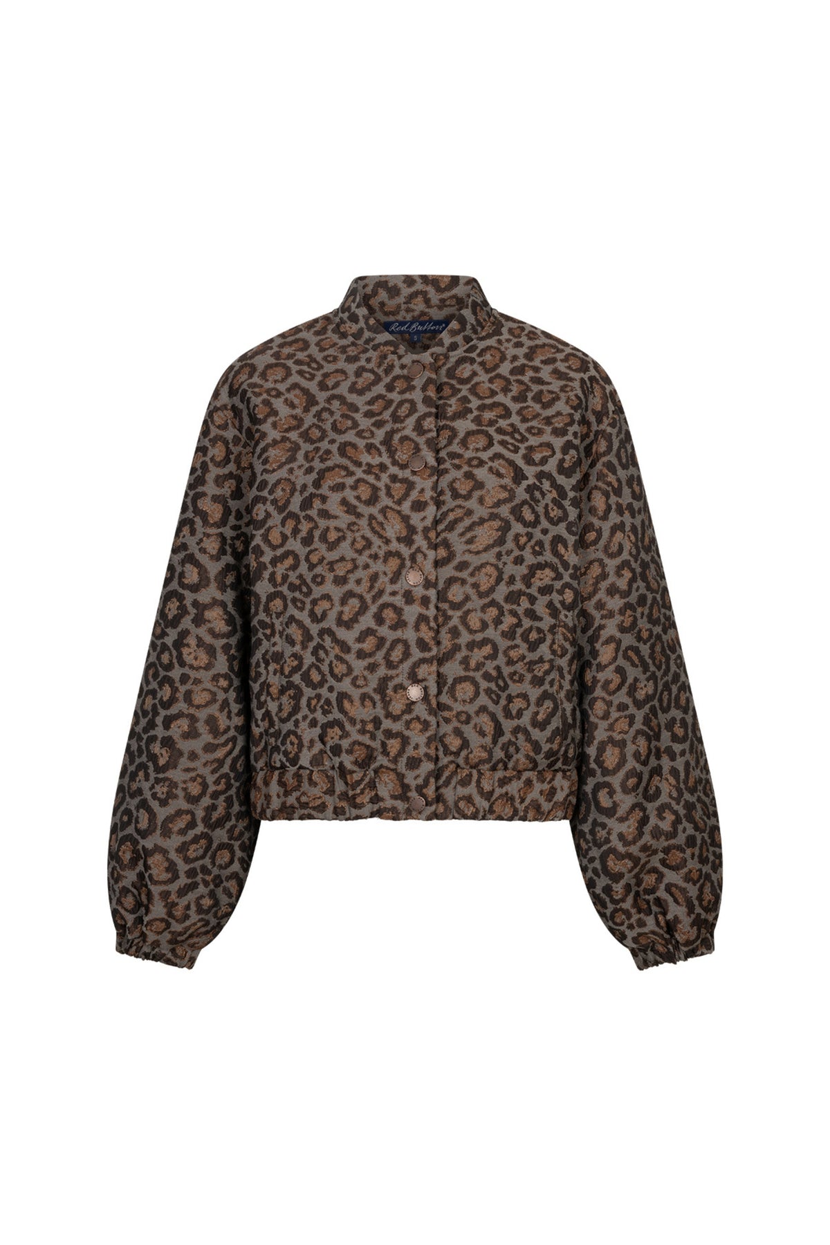 Red Button bomberjack met jacquard en lurex in grijs en bruin, stijlvolle en glanzende damesjas.